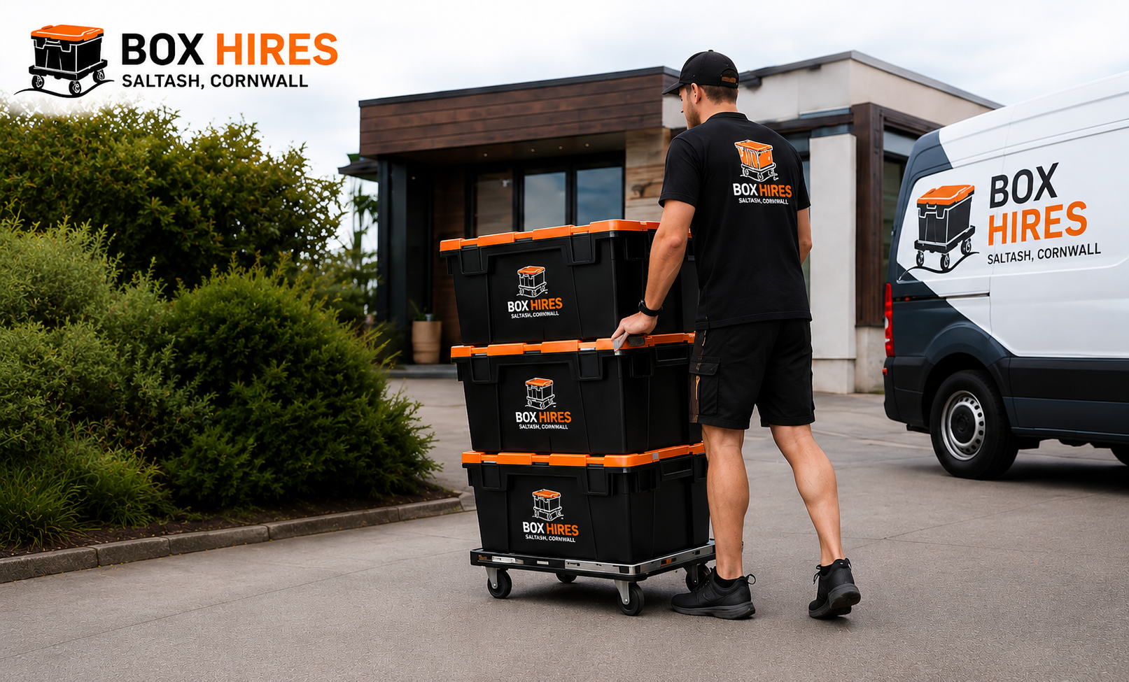 Boxhires delivery van and boxes